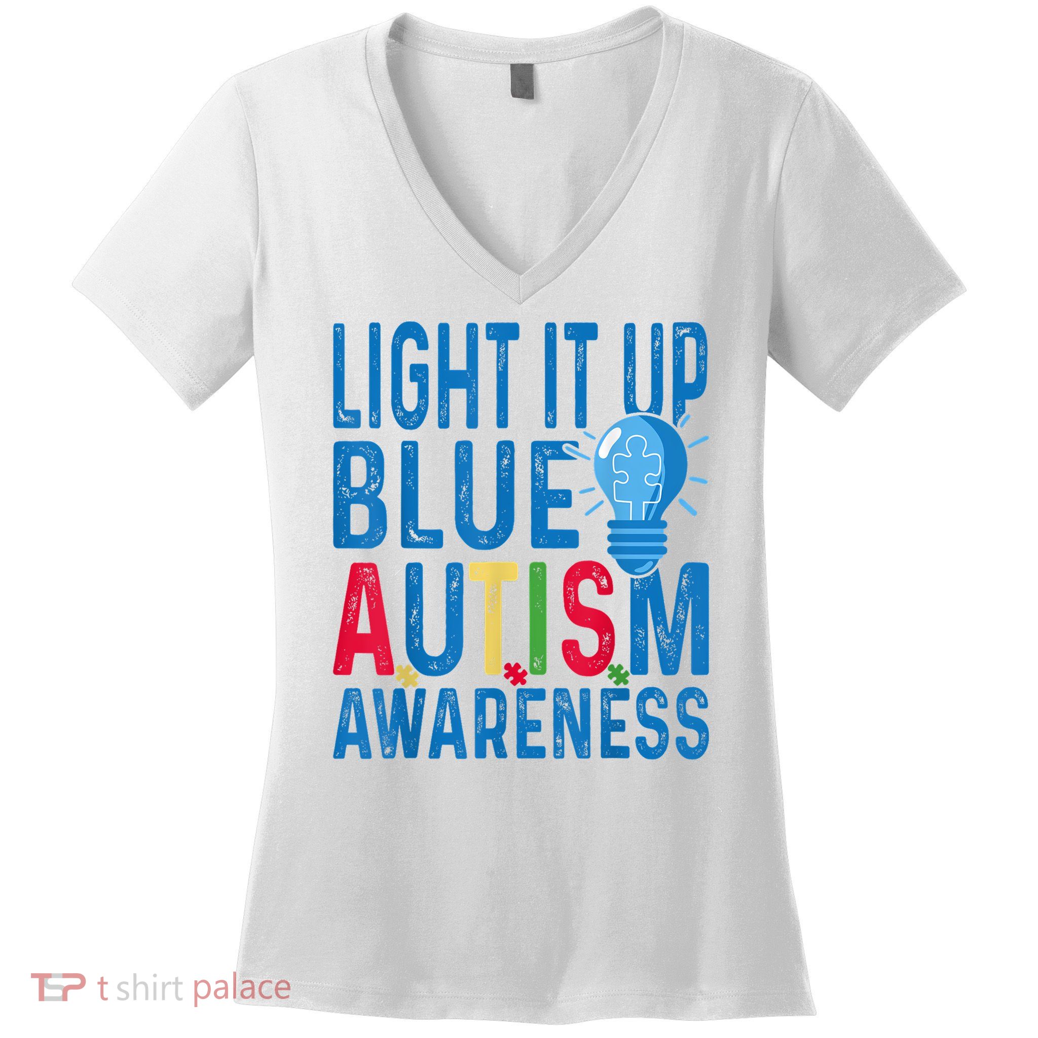 Light It Up Blue Autism Awareness Women's V-Neck T-Shirt