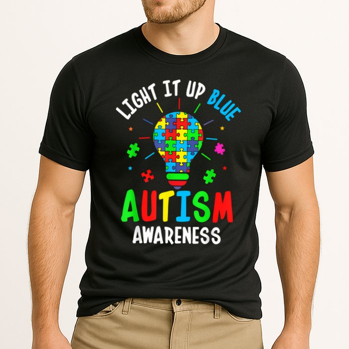 Light It Up Blue Autism Awareness Puzzle Piece Boy Performance Shirt