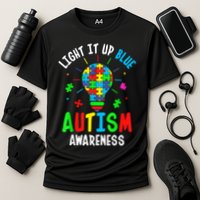 Light It Up Blue Autism Awareness Puzzle Piece Boy Performance Shirt