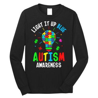 Light It Up Blue Autism Awareness Puzzle Piece Boy Long Sleeve Shirt