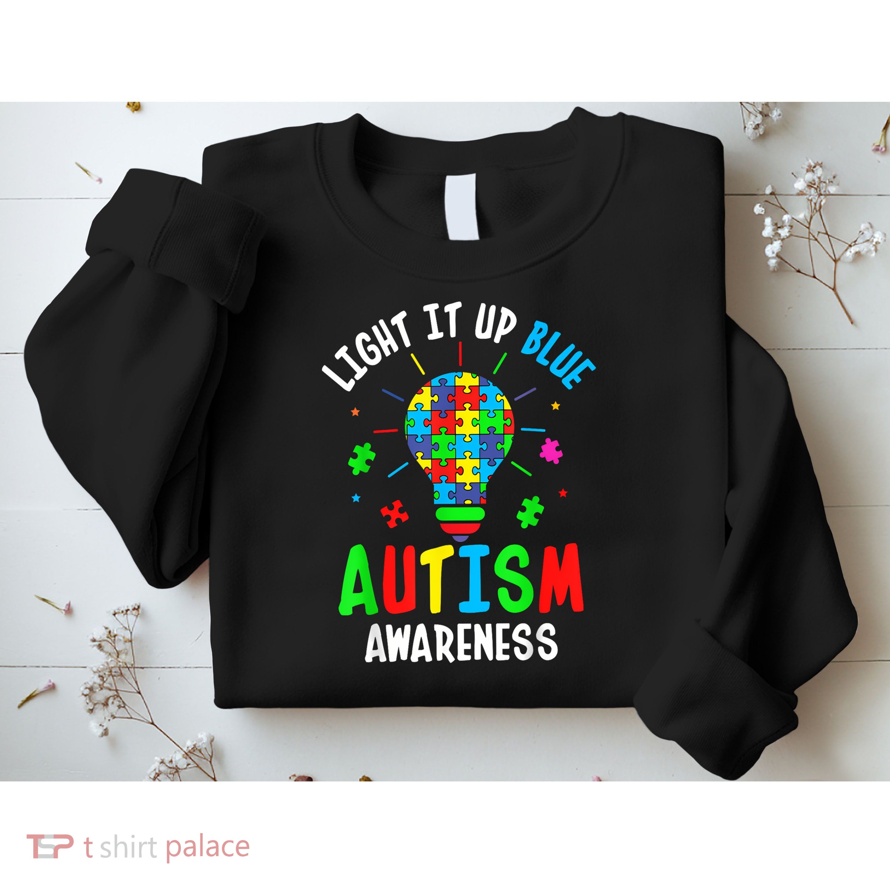 Light It Up Blue Autism Awareness Puzzle Piece Boy Sweatshirt