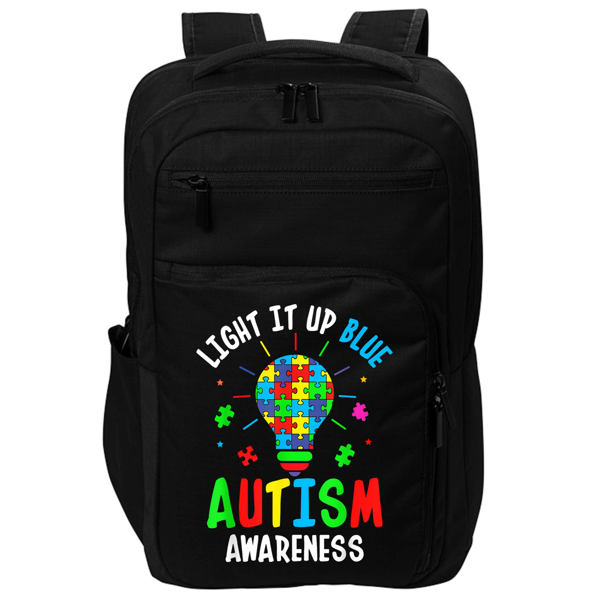 Light It Up Blue Autism Awareness Puzzle Piece Boy Impact Tech Backpack
