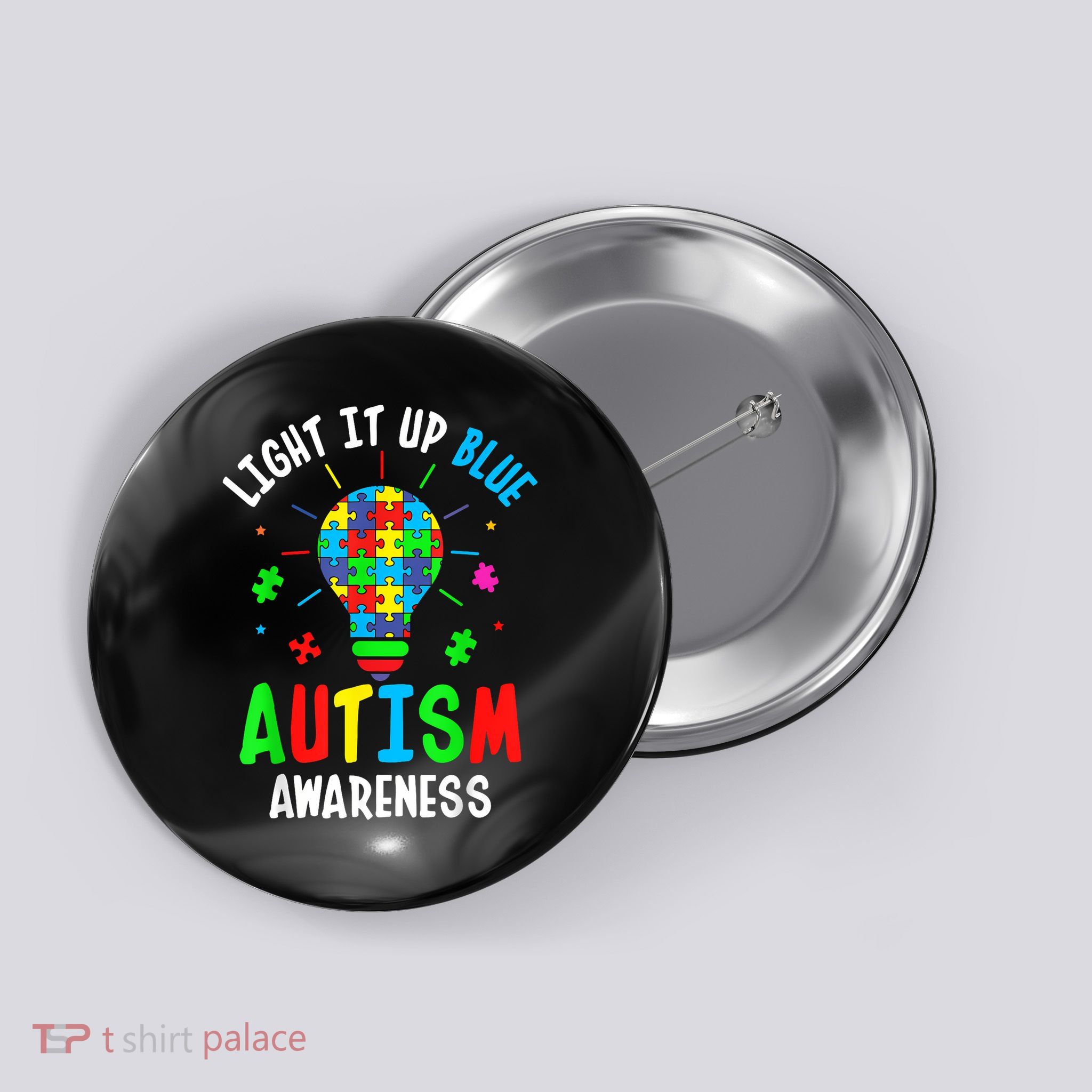 Light It Up Blue Autism Awareness Puzzle Piece Boy Button