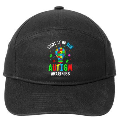 Light It Up Blue Autism Awareness Puzzle Piece Boy 7-Panel Snapback Hat