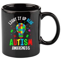 Light It Up Blue Autism Awareness Puzzle Piece Boy 11oz C Handle Ceramic Mug
