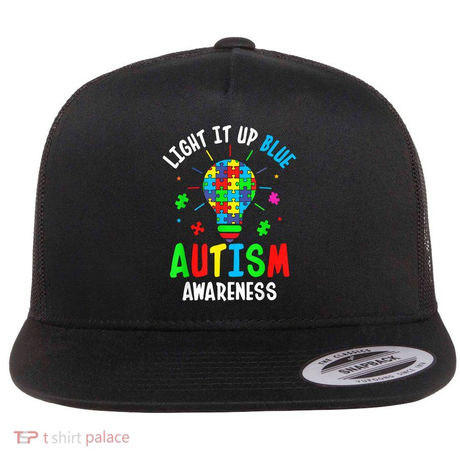 Light It Up Blue Autism Awareness Puzzle Piece Boy Flatbill Hat