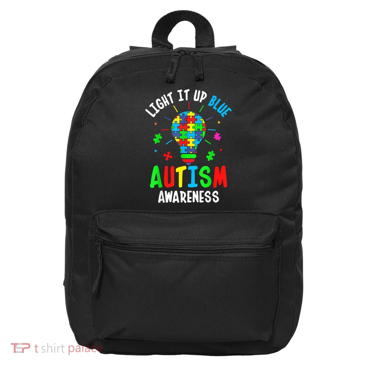 Light It Up Blue Autism Awareness Puzzle Piece Boy 16 in Basic Backpack