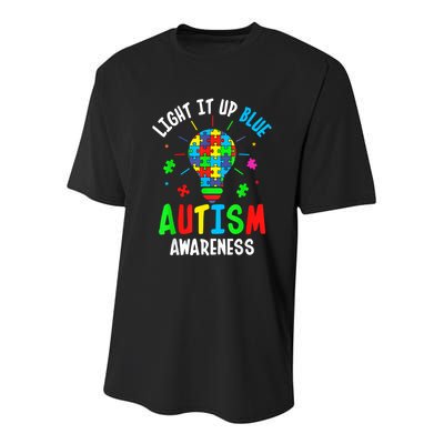 Light It Up Blue Autism Awareness Puzzle Piece Boy Youth Performance Sprint T-Shirt