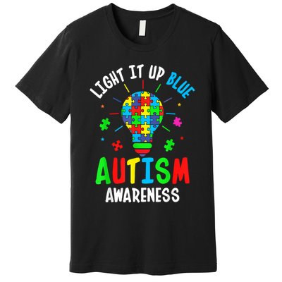 Light It Up Blue Autism Awareness Puzzle Piece Boy Premium T-Shirt