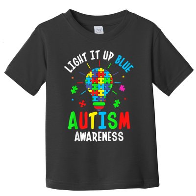 Light It Up Blue Autism Awareness Puzzle Piece Boy Toddler T-Shirt