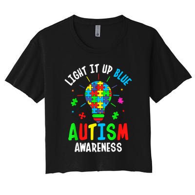 Light It Up Blue Autism Awareness Puzzle Piece Boy Crop Top