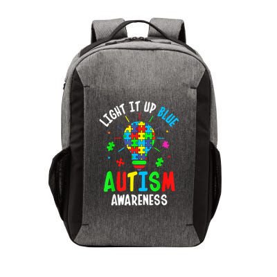 Light It Up Blue Autism Awareness Puzzle Piece Boy Vector Backpack