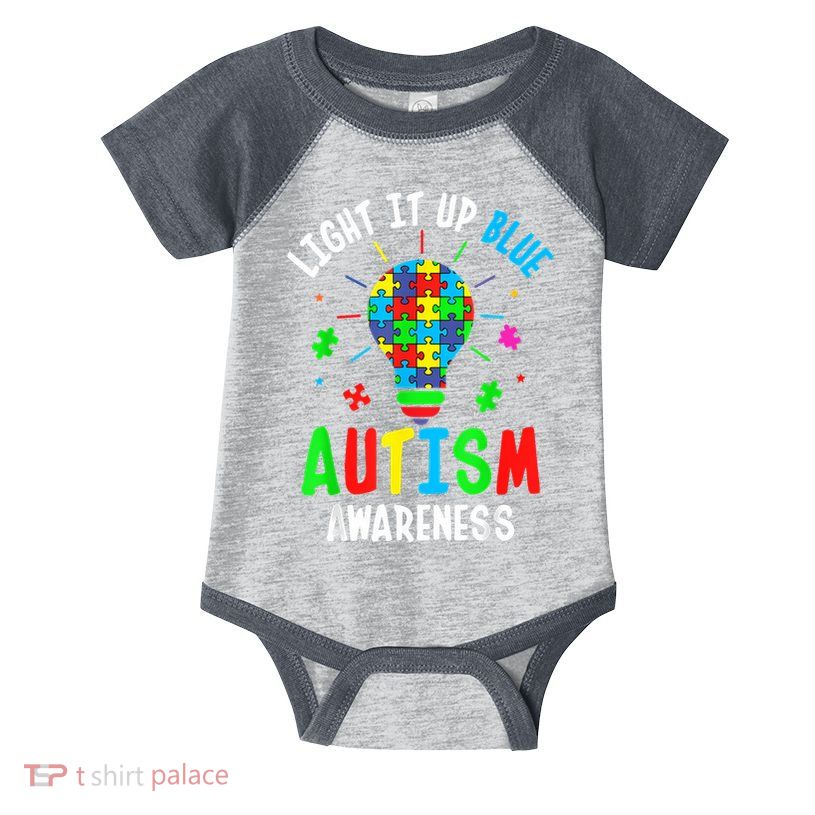 Light It Up Blue Autism Awareness Puzzle Piece Boy Infant Baby Jersey Bodysuit