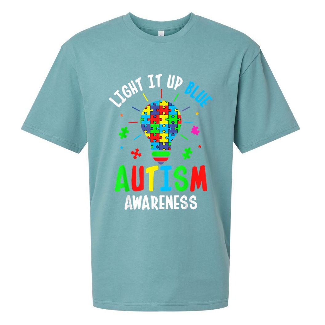 Light It Up Blue Autism Awareness Puzzle Piece Boy Sueded Cloud Jersey T-Shirt