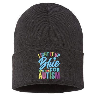 Light It Up Blue Autism Awareness Sweat Sustainable Knit Beanie