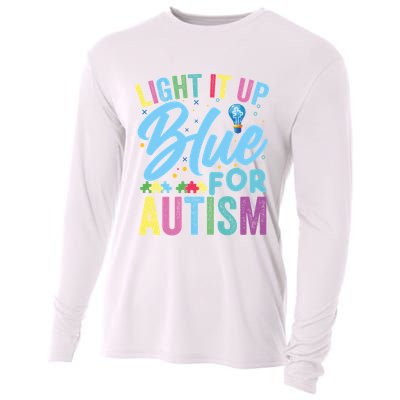 Light It Up Blue Autism Awareness Sweat Cooling Performance Long Sleeve Crew