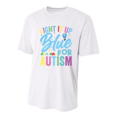 Light It Up Blue Autism Awareness Sweat Youth Performance Sprint T-Shirt