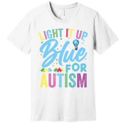 Light It Up Blue Autism Awareness Sweat Premium T-Shirt