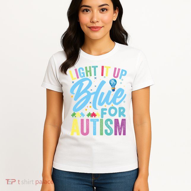 Light It Up Blue Autism Awareness Sweat Womens T-Shirt