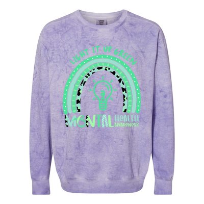 Light It Up Green Tal Health Awareness Rainbow End Stigma Gift Colorblast Crewneck Sweatshirt