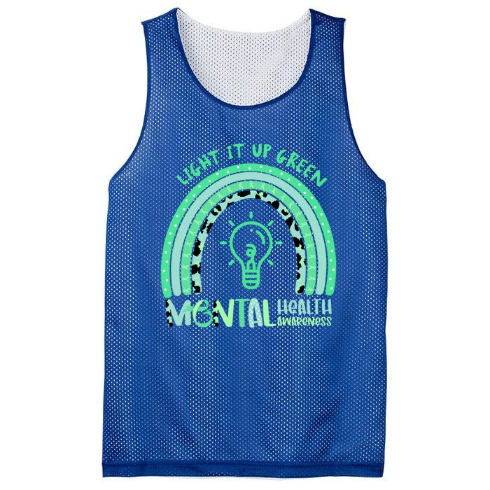 Light It Up Green Tal Health Awareness Rainbow End Stigma Gift Mesh Reversible Basketball Jersey Tank