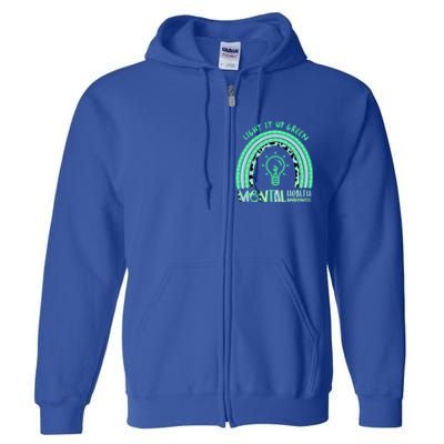 Light It Up Green Tal Health Awareness Rainbow End Stigma Gift Full Zip Hoodie