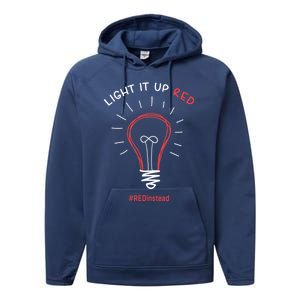 Light It Up Red Instead Acceptance Of Autism Gift Performance Fleece Hoodie