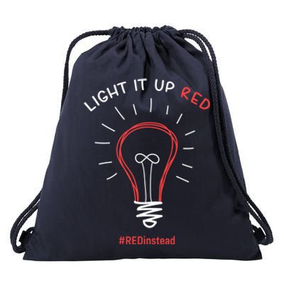 Light It Up Red Instead Acceptance Of Autism Gift Drawstring Bag