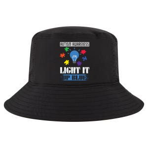 Light It Up Blue Autism Awareness Ribbon Puzzle Pieces Gift Cool Comfort Performance Bucket Hat