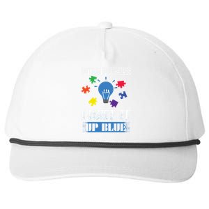 Light It Up Blue Autism Awareness Ribbon Puzzle Pieces Gift Snapback Five-Panel Rope Hat