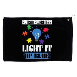 Light It Up Blue Autism Awareness Ribbon Puzzle Pieces Gift Grommeted Golf Towel