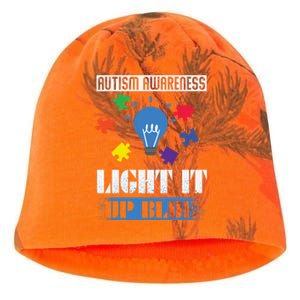 Light It Up Blue Autism Awareness Ribbon Puzzle Pieces Gift Kati - Camo Knit Beanie