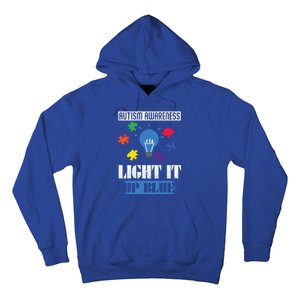 Light It Up Blue Autism Awareness Ribbon Puzzle Pieces Gift Hoodie