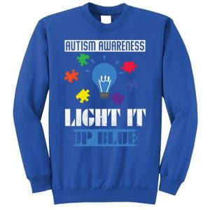 Light It Up Blue Autism Awareness Ribbon Puzzle Pieces Gift Sweatshirt