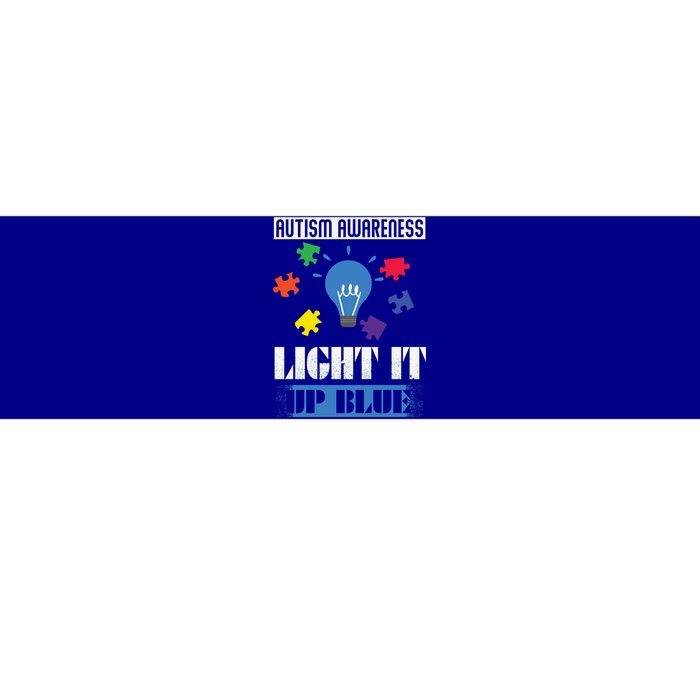 Light It Up Blue Autism Awareness Ribbon Puzzle Pieces Gift Bumper Sticker