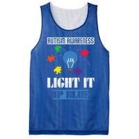 Light It Up Blue Autism Awareness Ribbon Puzzle Pieces Gift Mesh Reversible Basketball Jersey Tank