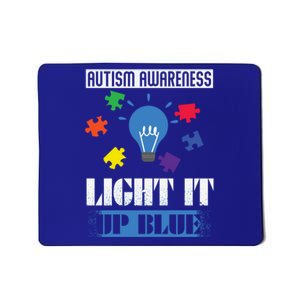 Light It Up Blue Autism Awareness Ribbon Puzzle Pieces Gift Mousepad