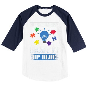 Light It Up Blue Autism Awareness Ribbon Puzzle Pieces Gift Baseball Sleeve Shirt