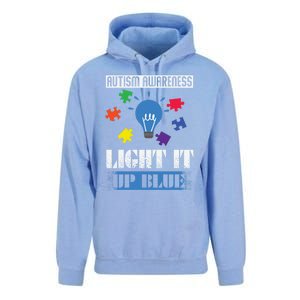 Light It Up Blue Autism Awareness Ribbon Puzzle Pieces Gift Unisex Surf Hoodie