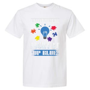 Light It Up Blue Autism Awareness Ribbon Puzzle Pieces Gift Garment-Dyed Heavyweight T-Shirt