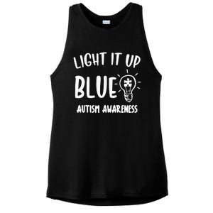 Light It Up Blue Autism I Wear Blue For Warrior Ladies PosiCharge Tri-Blend Wicking Tank