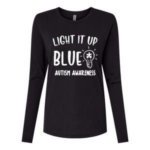 Light It Up Blue Autism I Wear Blue For Warrior Womens Cotton Relaxed Long Sleeve T-Shirt