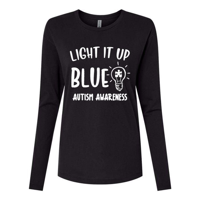 Light It Up Blue Autism I Wear Blue For Warrior Womens Cotton Relaxed Long Sleeve T-Shirt