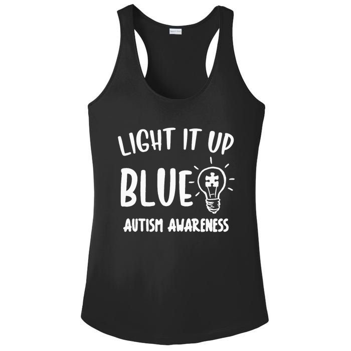 Light It Up Blue Autism I Wear Blue For Warrior Ladies PosiCharge Competitor Racerback Tank