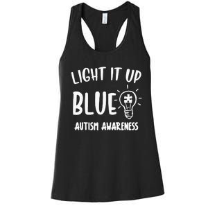 Light It Up Blue Autism I Wear Blue For Warrior Women's Racerback Tank