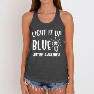 Light It Up Blue Autism I Wear Blue For Warrior Women's Knotted Racerback Tank