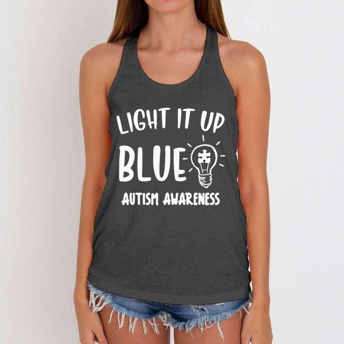 Light It Up Blue Autism I Wear Blue For Warrior Women's Knotted Racerback Tank