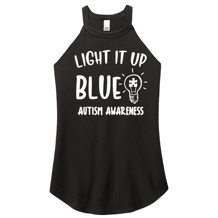 Light It Up Blue Autism I Wear Blue For Warrior Women's Perfect Tri Rocker Tank