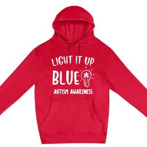 Light It Up Blue Autism I Wear Blue For Warrior Premium Pullover Hoodie