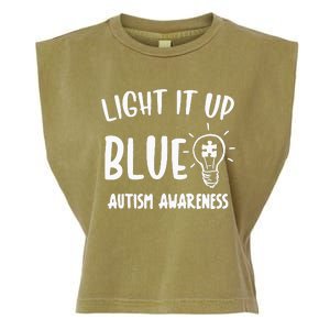 Light It Up Blue Autism I Wear Blue For Warrior Garment-Dyed Women's Muscle Tee